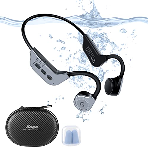 Bone Conduction Headphones - Ultralight IPX8-Waterproof Swimming Headphones-Bluetooth 5.3 Open Ear Wireless Earphones with Mic - MP3 Play Built-in 32G Memory with Case for Swimming Surfing Running