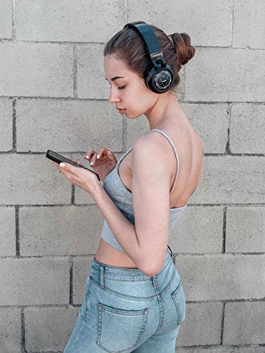 Riwbox WT-8S Bluetooth Headphones, LED Light Up Wireless Headphones Over Ear Hi-Fi Stereo Foldable Wireless/Wired Headsets with Mic and TF-Card Compatible for iPhone ipad Kindle Laptop TV (Black)