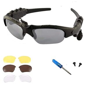 Wireless Bluetooth MP3 Sunglasses Polarized Lenses Music Sunglasses V4.1 Stereo Handfree Headphone for iPhone Samsung Most Smartphone or PC (Black-Gray)