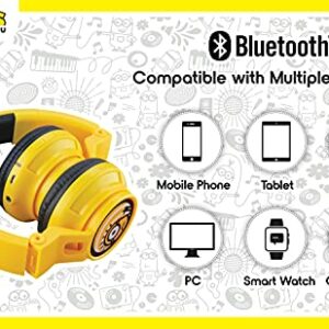 eKids Minions Kids Bluetooth Headphones, Wireless Headphones with Microphone Includes Aux Cord, Volume Reduced Kids Foldable Headphones for School, Home, or Travel