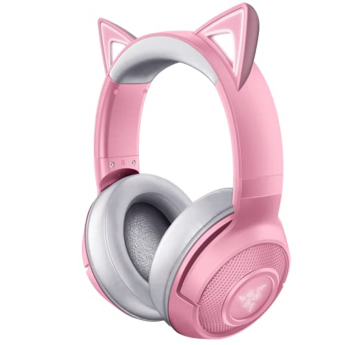 Razer Kraken BT Kitty Edition: Bluetooth 5.0-40ms Low Latency Connection - Custom-Tuned 40mm Drivers - Beamforming Microphone - Powered Chroma - Quartz Pink