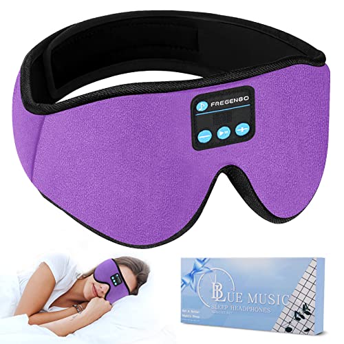 FREGENBO Sleep Mask Sleep Headphones, 20-27 Adjustable Music 3D Eye Mask, Wireless Sleeping Headphones for Side Sleepers, Tech Cool Gadgets for Women Man, for Insomnia