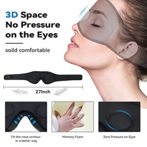 FREGENBO Sleep Mask Sleep Headphones, 20-27 Adjustable Music 3D Eye Mask, Wireless Sleeping Headphones for Side Sleepers, Tech Cool Gadgets for Women Man, for Insomnia
