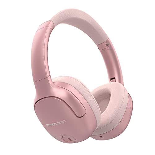 PowerLocus Bluetooth Headphones Over Ear, [Bass-Mode Button] Wireless Headphones, Foldable Hi-Fi Stereo, Soft Memory Foam Earmuffs, Metal Extendable Sides, Headset with Microphone for Phone/PC/TV