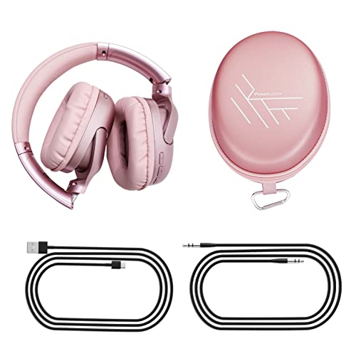 PowerLocus Bluetooth Headphones Over Ear, [Bass-Mode Button] Wireless Headphones, Foldable Hi-Fi Stereo, Soft Memory Foam Earmuffs, Metal Extendable Sides, Headset with Microphone for Phone/PC/TV