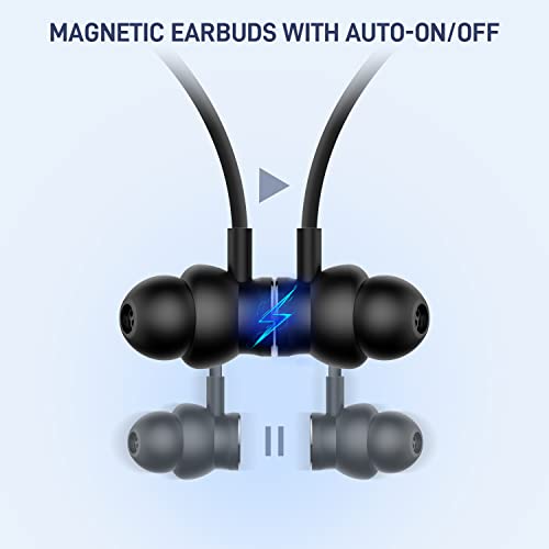 LITOSSA Neckband Bluetooth Headphones,Bluetooth Headphones with with Magnetic ON/Off, Bluetooth 5.3 280H Standby Neckband Running Wireless Headphones for Sports,Black