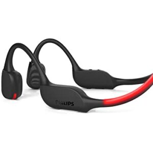 Philips GO A7607 Open-Ear Bone Conduction Bluetooth Headphones with Bluetooth Multipoint, IP66 Water-Resistant, Black