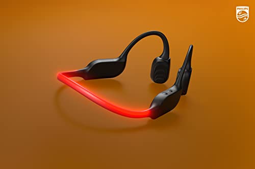 Philips GO A7607 Open-Ear Bone Conduction Bluetooth Headphones with Bluetooth Multipoint, IP66 Water-Resistant, Black