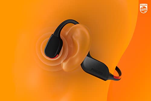 Philips GO A7607 Open-Ear Bone Conduction Bluetooth Headphones with Bluetooth Multipoint, IP66 Water-Resistant, Black