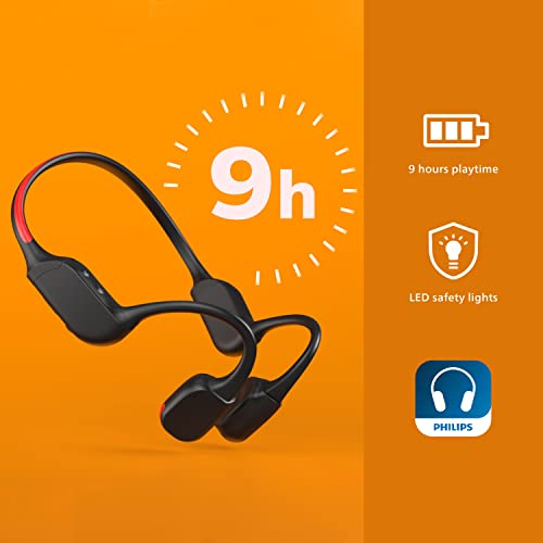 Philips GO A7607 Open-Ear Bone Conduction Bluetooth Headphones with Bluetooth Multipoint, IP66 Water-Resistant, Black