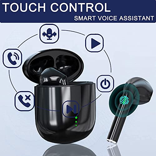 Wireless Earbuds，Bluetooth 5.3 Noise Cancelling Earbuds，Bluetooth Headphones 3D HIFI Stereo Bass， IPX7 Waterproof Sports Touch Control with USB-C Fast Charge Mini Charging Case for Android ios