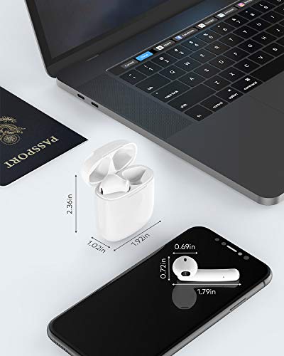 LASUNEY Touch Control IPX7 Waterproof True Wireless Earbuds for iPhone Android, 30H Playtime Bluetooth 5.0 Stereo Headphones with Type c Charging Case, in-Ear Earphones Headset with mic for Sport