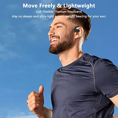 Minyaya Open Ear Headphones, Without Vibration Sense Bone Conduction Headphones, Wireless Bluetooth Sports Headset, Water Resistant Stereo Sounds Running Headphones, for Hiking, Cycling, Gym, Outdoor