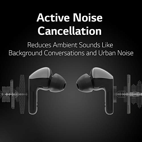 LG TONE Free FN7 - Active Noise Cancelling True Wireless Bluetooth Earbuds with Meridian Sound, Dual Microphone for Work/Home Office, iPhone and Android Compatible, Black