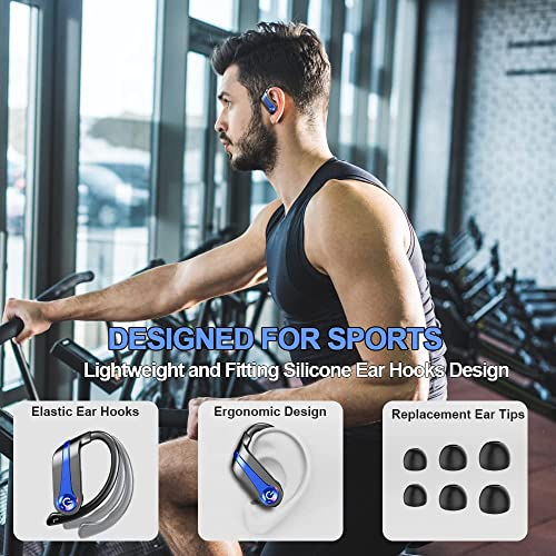 Tsauuc Wireless Earbud, Bluetooth 5.1 Headphones Sport Earbud in Ear 50H Deep Bass Noise Cancelling Earphones with Mic, IP7 Waterproof Earhooks Headset USB-C/LCD Display for Running