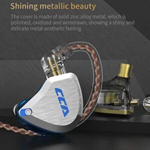 CCA C12 in Ear Monitor, 5BA+1DD Balanced Armature Drives HiFi Bass in Ear Earphone Headset Noise Cancelling Earbuds Zinc Alloy Headphones with Detachable Cable 0.75mm 2PIN (No Mic, Blue)