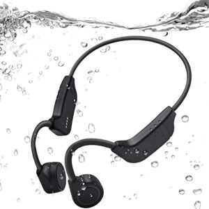 bone conduction open-ear bluetooth sport headphones ipx8-waterproof swimming wireless earphones with mic – mp3 play built-in 8g memory suitable for swimming surfing cycling skiing running