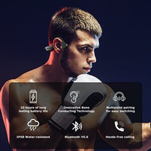 Bone Conduction Open-Ear Bluetooth Sport Headphones IPX8-Waterproof Swimming Wireless Earphones with Mic - MP3 Play Built-in 8G Memory Suitable for Swimming Surfing Cycling Skiing Running