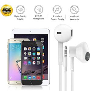 Aux Headphones/Earphones/Earbuds 3.5mm Wired Headphones Noise Isolating Earphones with Built-in Microphone & Volu