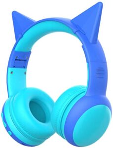 gorsun bluetooth kids headphones with 85db limited volume, children’s wireless bluetooth headphones, foldable bluetooth stereo over-ear kids headsets – blue