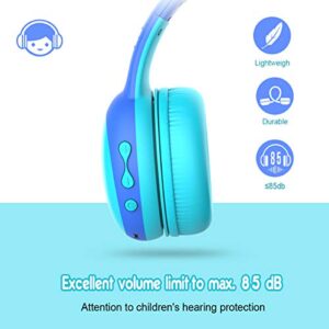 gorsun Bluetooth Kids Headphones with 85dB Limited Volume, Children's Wireless Bluetooth Headphones, Foldable Bluetooth Stereo Over-Ear Kids headsets - Blue