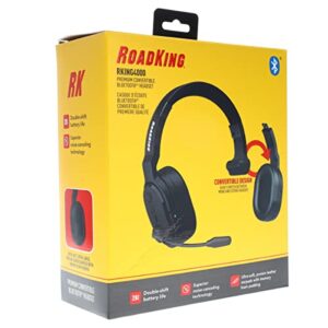 RoadKing RKING4000 Noise Cancelling Bluetooth Headset Mono to Stereo Wireless Headset with Advanced Noise Cancellation, Black