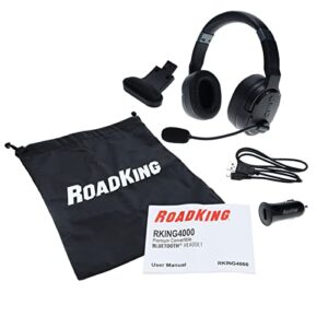 RoadKing RKING4000 Noise Cancelling Bluetooth Headset Mono to Stereo Wireless Headset with Advanced Noise Cancellation, Black