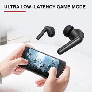 TRANYA T30 Wireless Earbuds, Immersive Sound with Deep Bass, 40H Playtime, 4 Microphones for Clear Call, Bluetooth Earbuds with Low-Latency Game Mode, IPX7 Waterproof Headphones for Sports