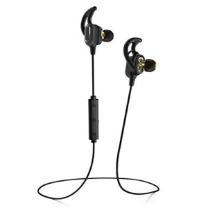 phaiser bhs-780 bluetooth headphones with dual graphene driver, bluetooth sport headset with mic – wireless earbuds for running – sweatproof, blackout