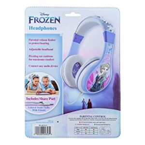 eKids Frozen 2 Kids Headphones, Adjustable Headband, Stereo Sound, 3.5Mm Jack, Wired Headphones for Kids, Tangle-Free, Volume Control Childrens Headphones Over Ear School Home