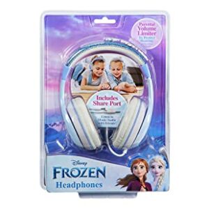 eKids Frozen 2 Kids Headphones, Adjustable Headband, Stereo Sound, 3.5Mm Jack, Wired Headphones for Kids, Tangle-Free, Volume Control Childrens Headphones Over Ear School Home