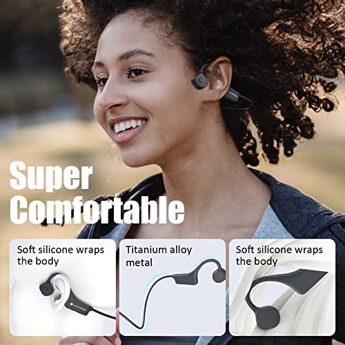 YouthWhisper Bone Conduction Headphones - Bluetooth 5.2 Open Ear Headphones IP67 Waterproof Sport Earphones with Noise-Cancelling Mic - Wireless Bone Conducting Headset for Running Hiking Cycling