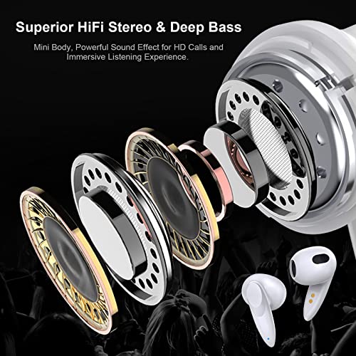 Wireless Earbuds, TITACUTE Bluetooth Headset Mini in-Ear Headphone Noise Canceling Deep Bass Earphone for iPhone 13 Pro Max 14 11 XR 8 Samsung A53 S23 A14 S22 S21 S20 Galaxy Z Flip Google Pixel 6 6a 7