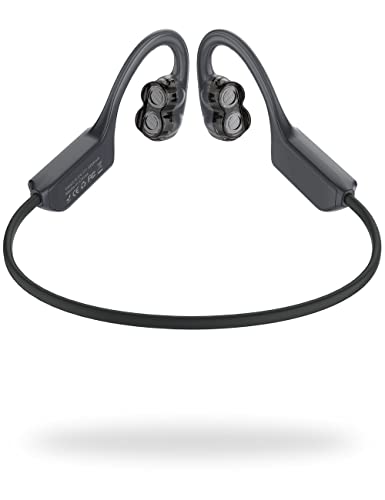 Bone Conduction Headphones, 𝟮𝟬𝟮𝟯 𝙐𝙥𝙜𝙧𝙖𝙙𝙚𝙙 Dual Speaker Open Ear Headphones Bluetooth 5.3, Sweatproof Sports Wireless Earphones with Mic for Running, Cycling, Hiking, Driving and Fitness