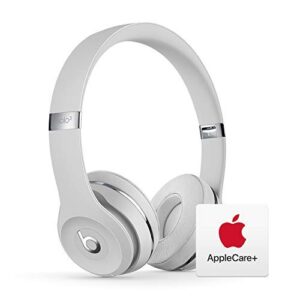 beats solo³ wireless on-ear headphones – apple w1 chip – satin silver with applecare+ bundle