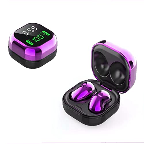 Acuvar Fully Wireless Bluetooth 5.1 Rechargeable IPX4 Waterproof Sweatproof Earbud Headphones with Microphone, Micro USB LCD Clock Charging Case Surround Stereo Bass and Noise Cancelling Calls (Pink)