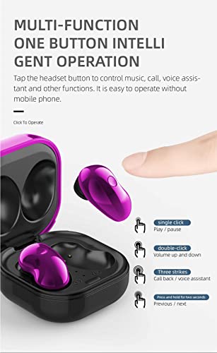 Acuvar Fully Wireless Bluetooth 5.1 Rechargeable IPX4 Waterproof Sweatproof Earbud Headphones with Microphone, Micro USB LCD Clock Charging Case Surround Stereo Bass and Noise Cancelling Calls (Pink)