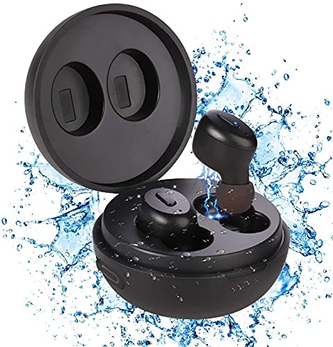 IP68 Waterproof Earbuds for Swimming Shower Bath Driving Sauna, Bluetooth 5.0 Wireless Earbuds with Wireless Charging Case, Premium Deep Bass Earphones in Ear Headset Built-in Mic for Sport/Gym