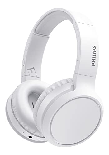 Philips H5205 Over-Ear Wireless Headphones with 40mm Drivers, Lightweight Cushioned Headband, White