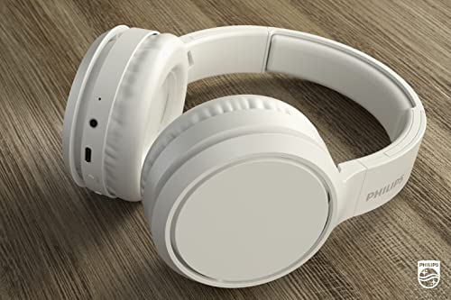 Philips H5205 Over-Ear Wireless Headphones with 40mm Drivers, Lightweight Cushioned Headband, White