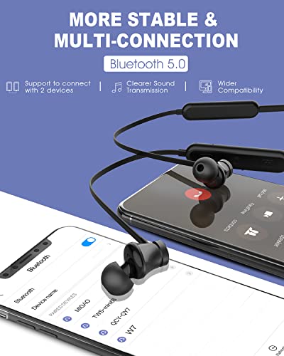 Mubiao Bluetooth Headphones Neckband 20Hrs Playtime V5.0 Wireless Headset Sport Noise Cancelling Earbuds w/Mic for Gym Running Compatible with iPhone Samsung Android