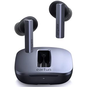 earfun air pro sv wireless earbuds, quietsmart™ 2.0 active noise cancelling earbuds with 6 mics, bluetooth 5.2 earbuds, 10mm wool composite drivers, wireless charging, low latency, app, black