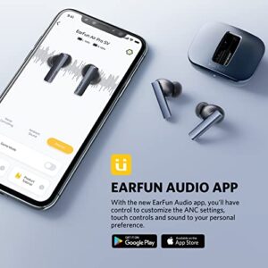 EarFun Air Pro SV Wireless Earbuds, QuietSmart™ 2.0 Active Noise Cancelling Earbuds with 6 Mics, Bluetooth 5.2 Earbuds, 10mm Wool Composite Drivers, Wireless Charging, Low Latency, App, Black