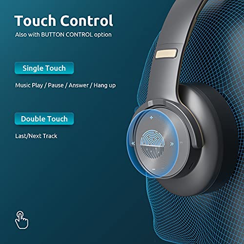 ELEHOT Direct Bluetooth Over-Ear Headphone Wireless Audio Touch Control Foldable and Built-in Microphone