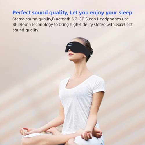 Sleep Mask Bluetooth Headphones Sleep Headphones 3D Bluetooth Sleep Mask White Noise Machine Wireless Music Weighted Headphones Great Eye Relaxation Gifts for Men and Women