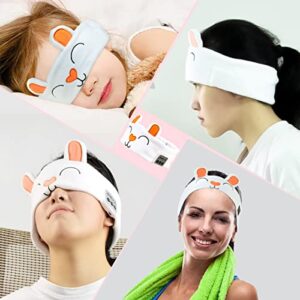 Olyre Over Ear Headband Headphones Cartoon Kids Headsets Comfort Sleeping Aid Volume Limited with Thin Speakers & Super Soft Stretchy Headband – White Rabbit