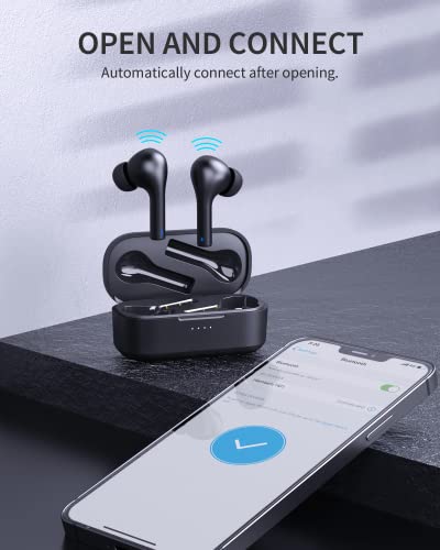 Hamlaem True Wireless Earbuds, Bluetooth Headphones with Immersive Sound, Wireless Charging Case, USB-C Quick Charge, 30-Hour Playtime, IPX8 Water Resistance, Touch Control and Noise Canceling Mics