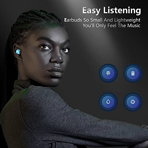 Bluetooth Earbuds Kurdene Wireless Earbuds with Wireless Charging case,Touch Control in Ear Bluetooth 5.0 Waterproof Headphones CVC 8.0 Noise Cancelling Earphone with Deep Bass Sound for Sports-Wathet