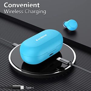 Bluetooth Earbuds Kurdene Wireless Earbuds with Wireless Charging case,Touch Control in Ear Bluetooth 5.0 Waterproof Headphones CVC 8.0 Noise Cancelling Earphone with Deep Bass Sound for Sports-Wathet