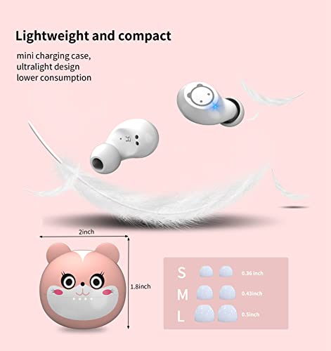 AMAFACE Bluetooth Earbuds - Pink Wireless Kids Earbuds - as a Gift for Kids to use at School 36 Hours Playtime Cordless Girls Earbuds USB-C LED - Cartoon Kids Headphones - for iPhone Android